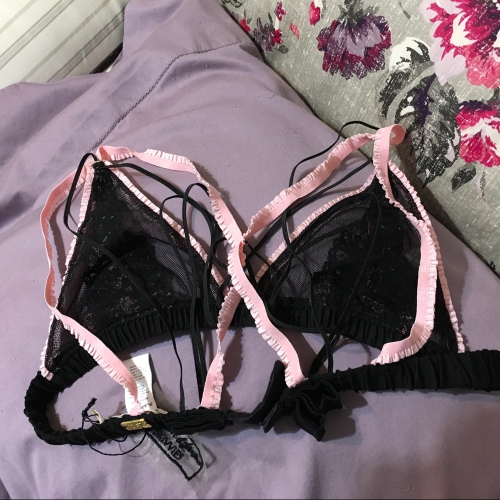 FL&L black & pink embroidered Azalea bralette NWT - Picture 4 of 16